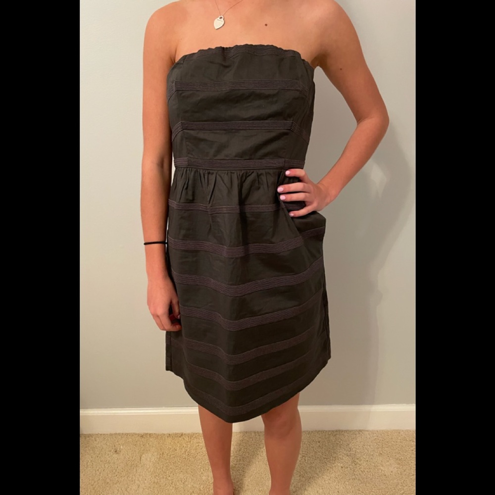 J. Crew Strapless Dress Dark Gray Size - 6